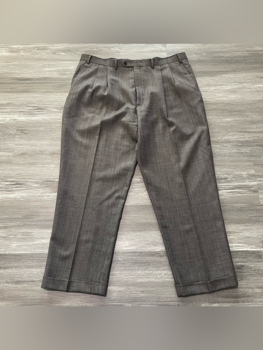 Ralph Lauren Wool Classic Gray Pleated Mens Dress Pants Preppy Luxury Minimal